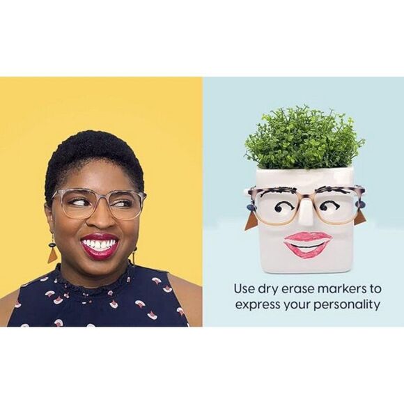 NEW Plant Flower Pot Novelty Face Planter Personality Ceramic Holder Home Decor - Picture 2 of 9